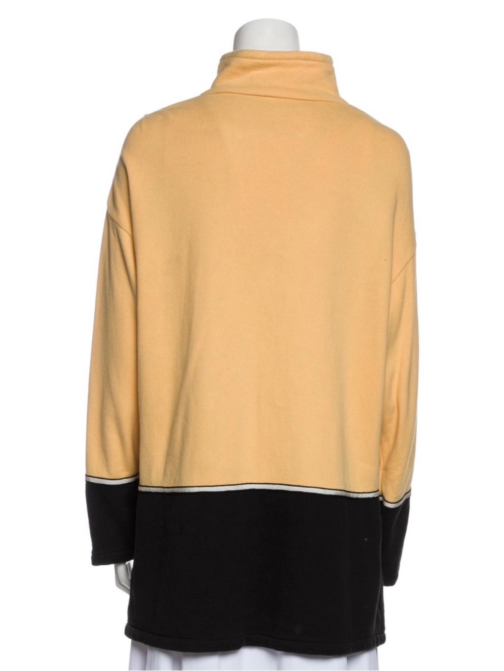 St. John Sport Mock Neck Yellow & Black Half-Zip Pullover Oversized Sweatshirt - Picture 4 of 4